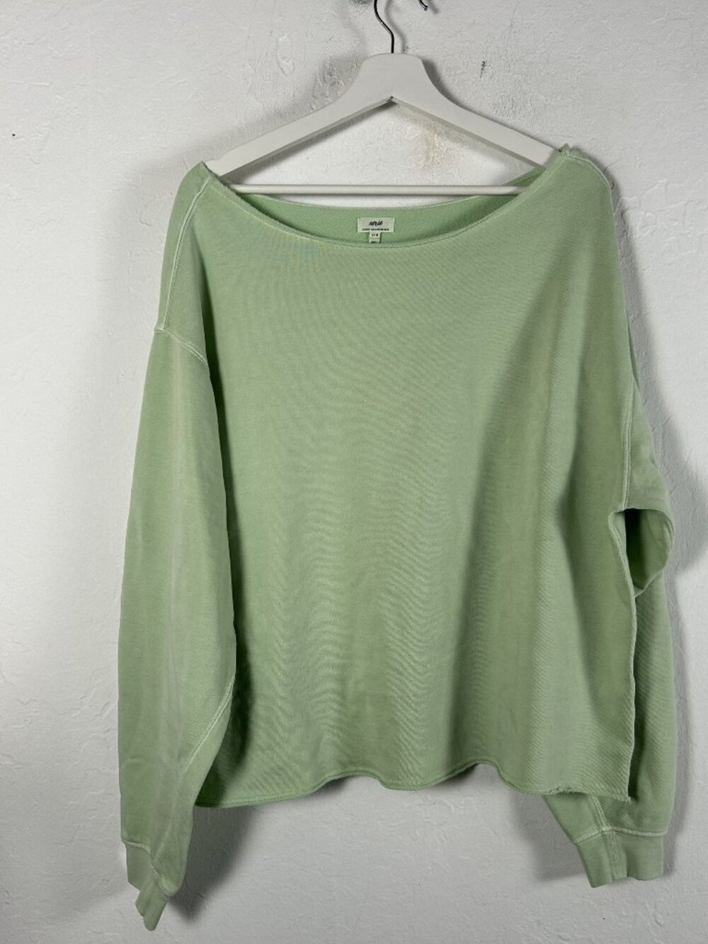 Aerie Cozy Forever Sweatshirt Womens Medium Mint Green Boatneck Drop Shoulder